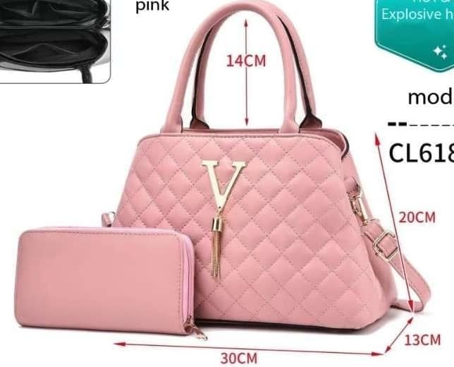 V-Shaped Quilted Handbag with Purse CL618-3/2427/239