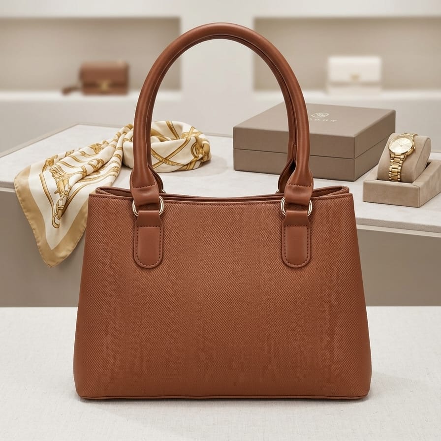 Elegant Triple-Compartment Structured Handbag/389 - Image 3