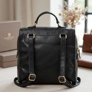 Black Leather-Look Backpack and Crossbody/398