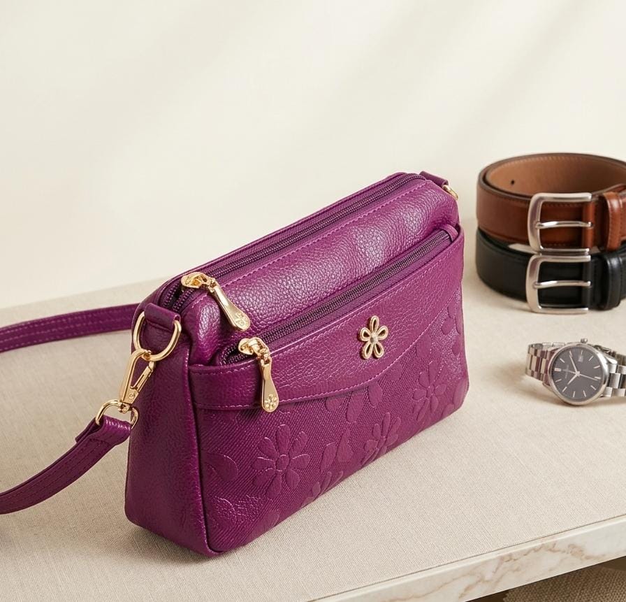 Floral Embossed Crossbody Bag/ 406 - Image 2