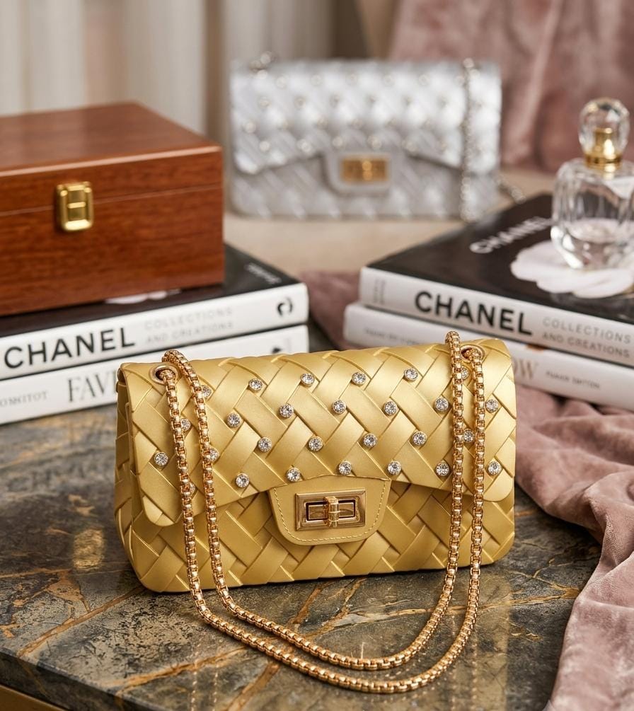 Elegant Woven Chain Shoulder Bag/ 420